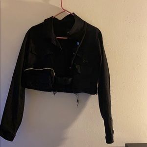 Black buckle jeans jacket